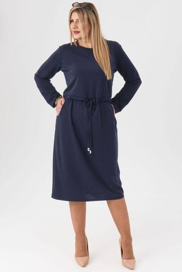 Granatowa sukienka plus size na co dzień, sukienka duży rozmiar 44-52 dla puszystych kobiet