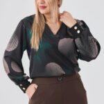 Bluzka plus size z długim rękawem dla puszystych kobiet w dużym rozmiarze XXL