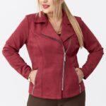 Ramoneska damska XXL bordowa – żakiet plus size