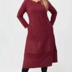 Elegancka sukienka w literę A duży rozmiar XXL bordowa midi