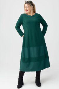 Elegancka sukienka w literę A duży rozmiar XXL brązowa midi