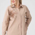Koszula damska XXL beżowa – duże rozmiary