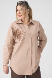 Koszula damska XXL beżowa – duże rozmiary