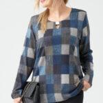 Dzianinowa bluzka sweterkowa plus size granatowa 42-50