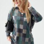 Dzianinowa bluzka sweterkowa plus size zielona 42-50