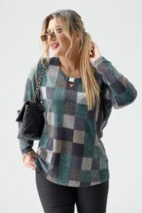 Dzianinowa bluzka sweterkowa plus size zielona 42-50