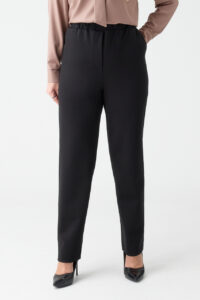 Eleganckie spodnie damskie plus size czarne z gumką w pasie 44-54