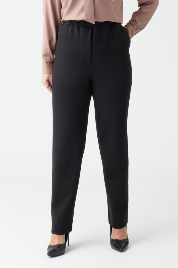 Eleganckie spodnie damskie plus size czarne z gumką w pasie 44-54