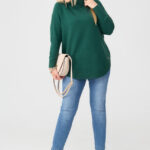 Golf-damski-plus-size-ciepły-sweter-butelkowa-zieleń (1)