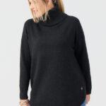 Golf damski plus size ciepły sweter czarny 44-50