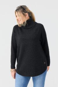 Golf damski plus size ciepły sweter czarny 44-50