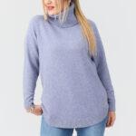 Golf damski plus size ciepły sweter lawendowy 44-50