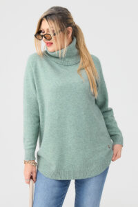 Golf damski plus size ciepły sweter miętowy 44-50