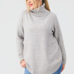 Golf damski plus size ciepły sweter szary 44-50