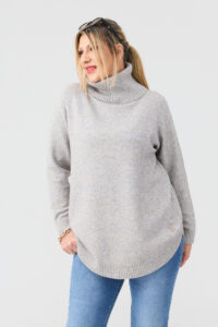 Golf damski plus size ciepły sweter szary 44-50