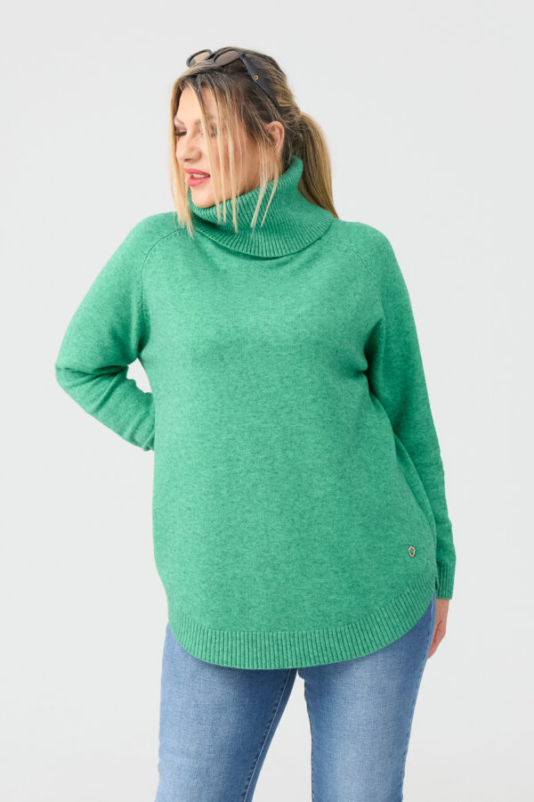 Golf damski plus size ciepły sweter zielony 44-50