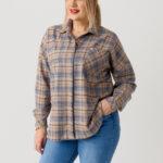 Koszula-w-kratę-damska-duże-rozmiary-beżowo-niebieska (4)