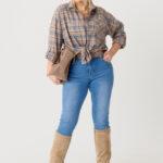 Koszula-w-kratę-damska-duże-rozmiary-beżowo-niebieska (6)