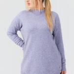 Lawendowy sweter półgolf damski duże rozmiary 44-50