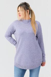 Lawendowy sweter półgolf damski duże rozmiary 44-50