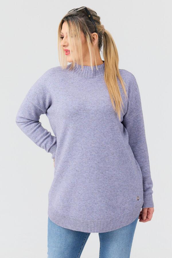 Lawendowy sweter półgolf damski duże rozmiary 44-50
