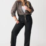 Spodnie dresowe damskie duże rozmiary czarne z szeroką nogawką 40-54