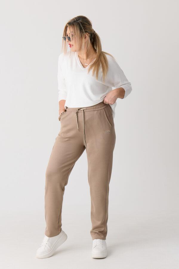 Spodnie dresowe plus size damskie beżowe 40-54