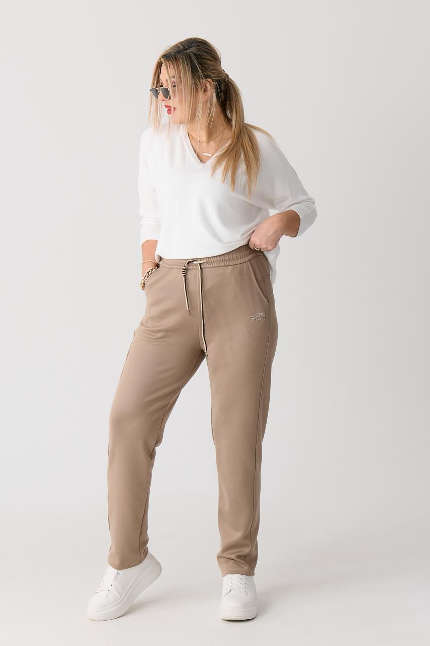 Spodnie dresowe plus size damskie beżowe 40-54