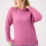 Wełniany sweter damski plus size różowy 44-46