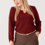 Bluzka wizytowa XXL z połyskiem – moda dla puszystych kobiet