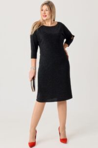 Sukienka koktajlowa XXL brokatowa – wizytowa sukienka dla puszystych kobiet