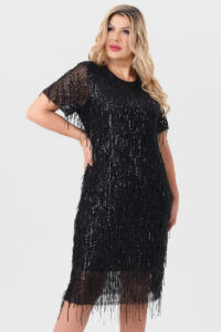 Cekinowa sukienka midi czarna