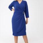Chabrowa sukienka kopertowa midi plus size z marszczeniem 44-54