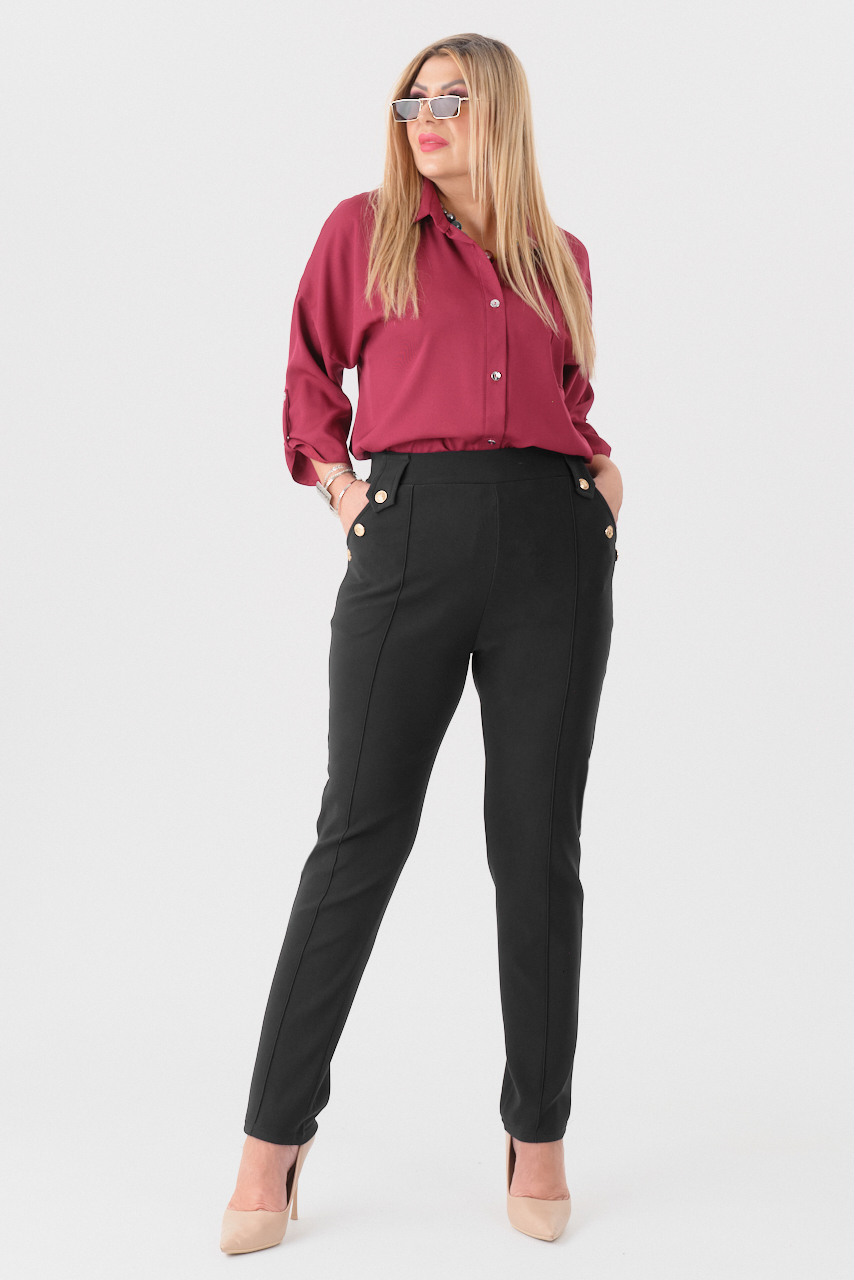 Czarne spodnie ocieplane damskie PLUS SIZE 44-52