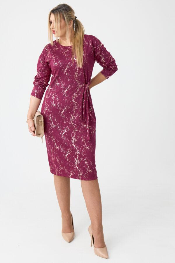 Wizytowa sukienka marmurkowa plus size fuksja 44-52