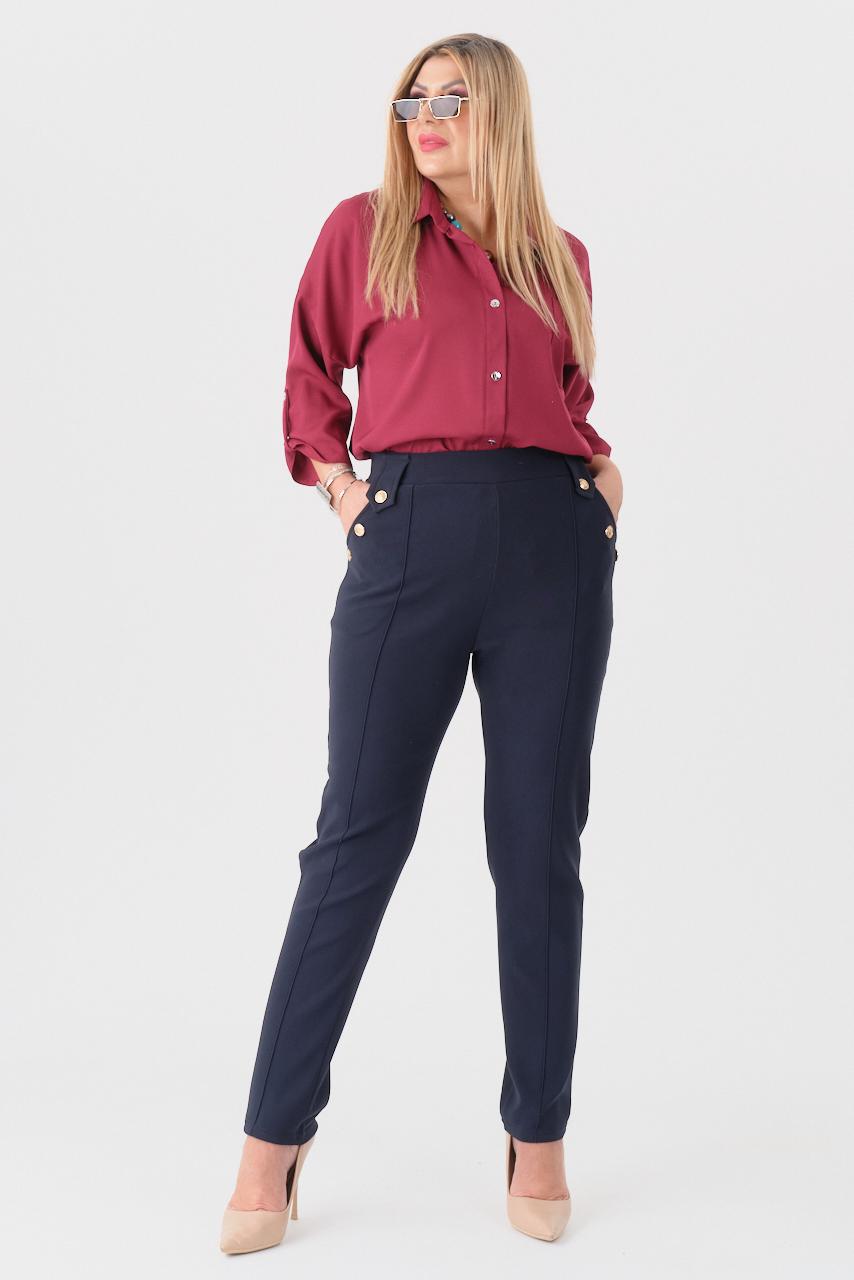 Granatowe spodnie ocieplane damskie PLUS SIZE 44-52