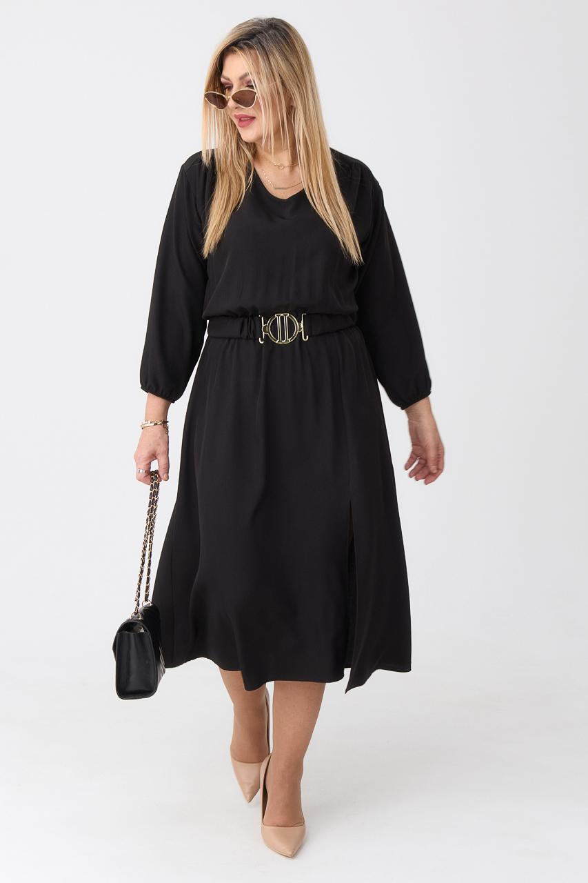 czarna sukienka midi dla kobiet plus size