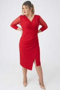 Sukienka kopertowa na wesele PLUS SIZE czerwona 42-52