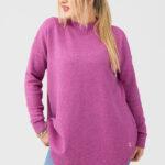 Amarantowy sweter półgolf damski duże rozmiary 44-50