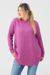 Amarantowy sweter półgolf damski duże rozmiary 44-50