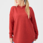 Czerwony sweter półgolf damski duże rozmiary 44-50