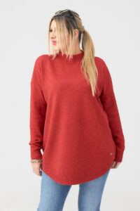 Czerwony sweter półgolf damski duże rozmiary 44-50