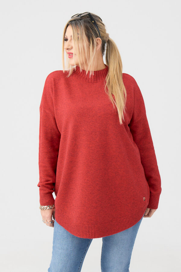 Czerwony sweter półgolf damski duże rozmiary 44-50