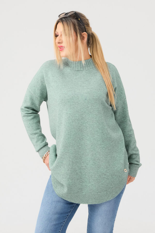 Miętowy sweter półgolf damski duże rozmiary 44-50
