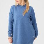 Niebieski sweter półgolf damski duże rozmiary 44-50