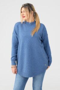 Niebieski sweter półgolf damski duże rozmiary 44-50