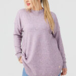 Różowy sweter półgolf damski duże rozmiary 44-50