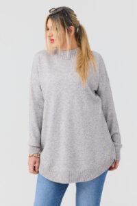 Szary sweter półgolf damski duże rozmiary 44-50