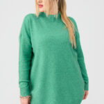 Zielony sweter półgolf damski duże rozmiary 44-50