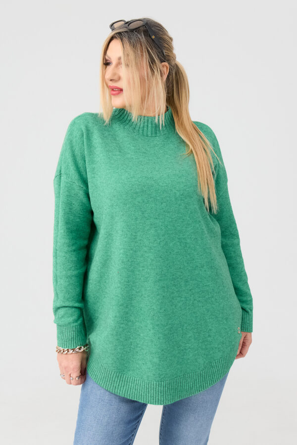 Zielony sweter półgolf damski duże rozmiary 44-50